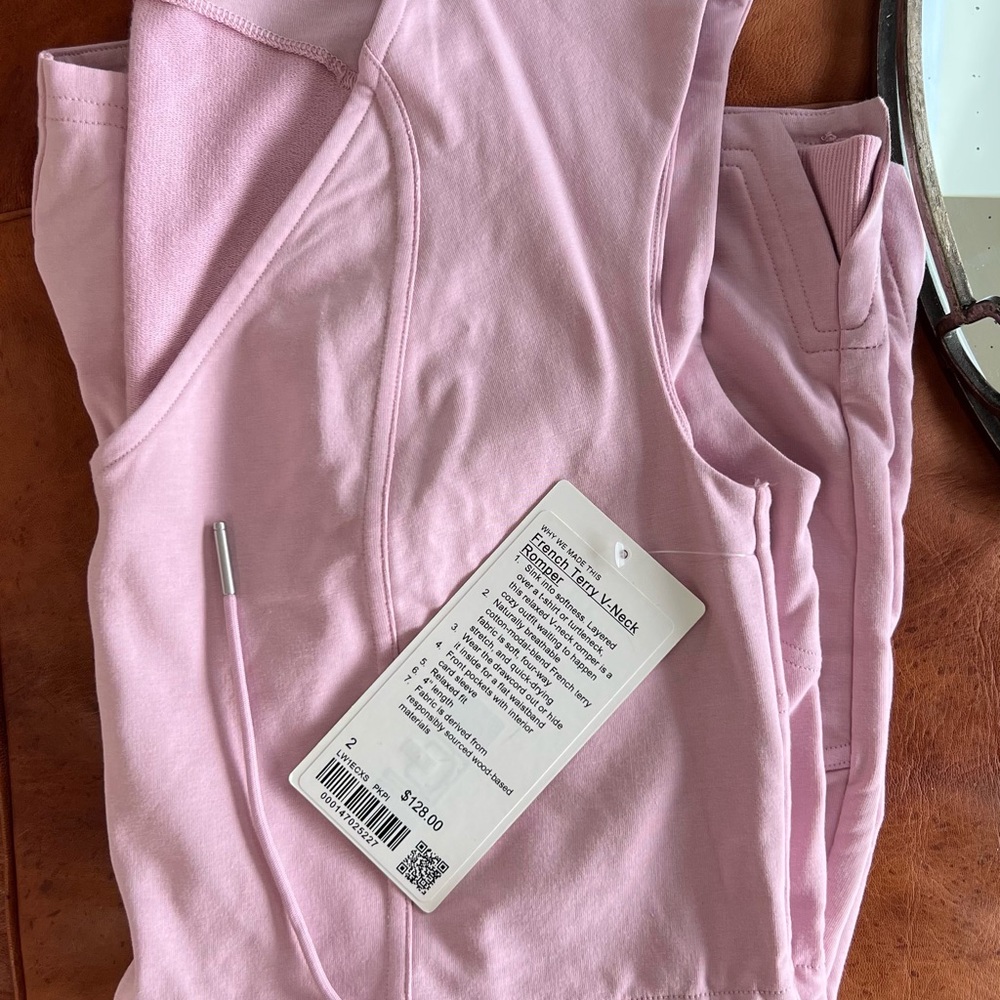Lululemon French Terry V-neck romper pink peony size 2 - Picture 6 of 6